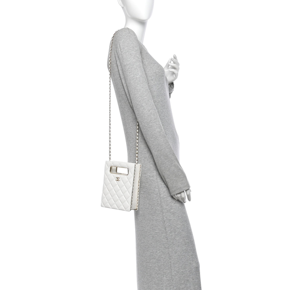 Chanel Caviar Quilted Evening Box Bag White 2 of 10