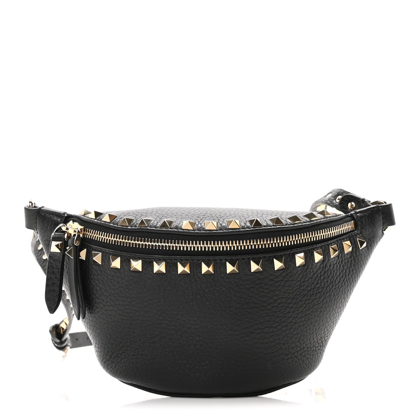 Calfskin Rockstud Belt Bag Black