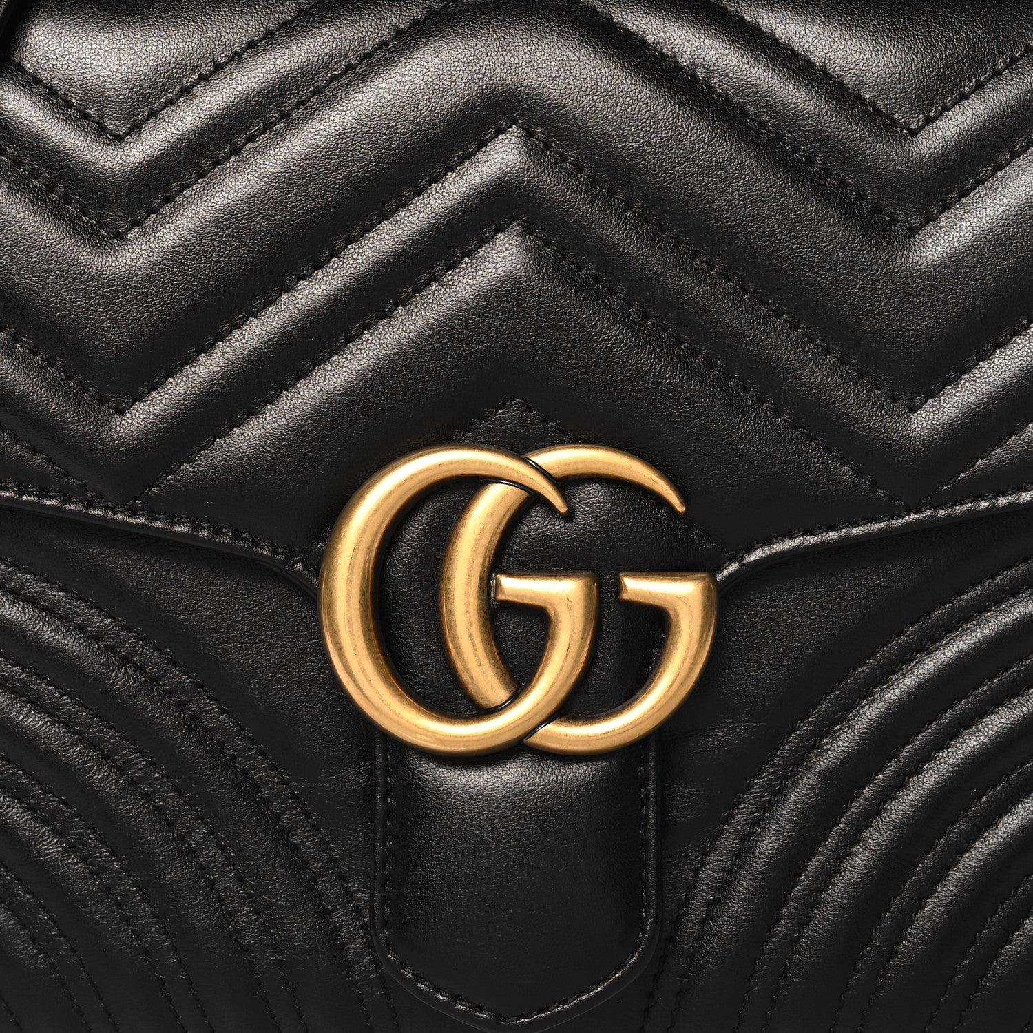 Gucci Calfskin Matelasse Small GG Marmont Top Handle Shoulder Bag Black 8 of 10