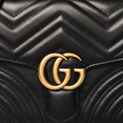Gucci Calfskin Matelasse Small GG Marmont Top Handle Shoulder Bag Black 8 of 10