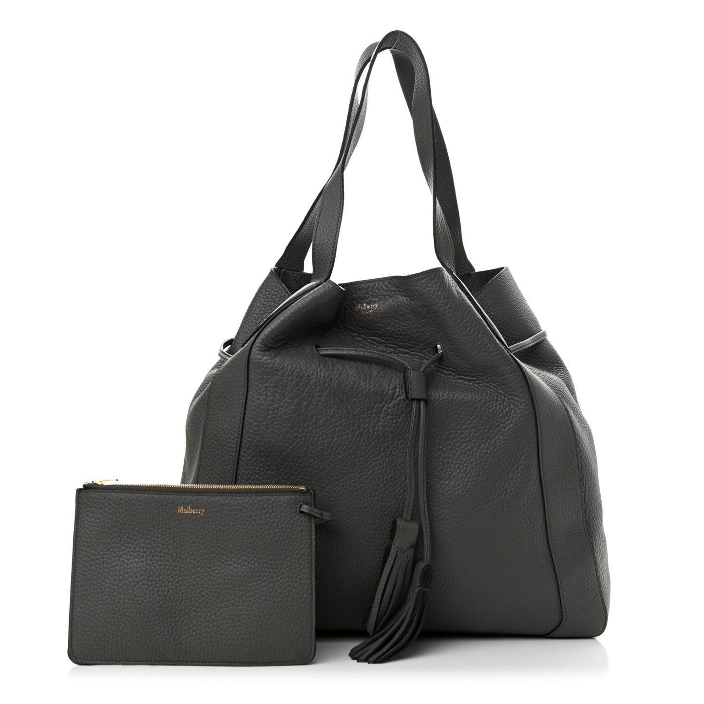 Heavy Grain Calfskin Millie Tote Charcoal