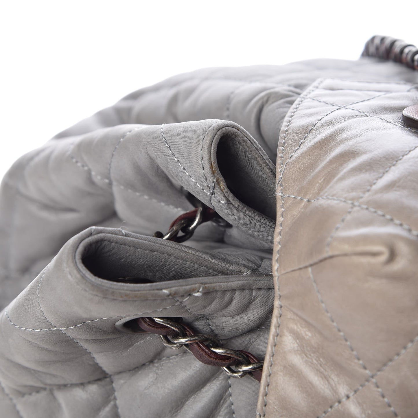 Iridescent Calfskin Quilted In The Mix Backpack Grey