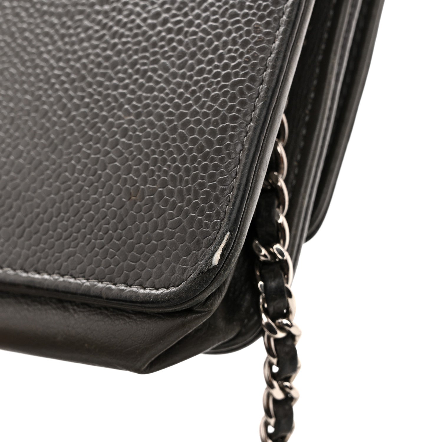 Chanel Caviar Timeless CC Wallet on Chain WOC Grey 13 of 15