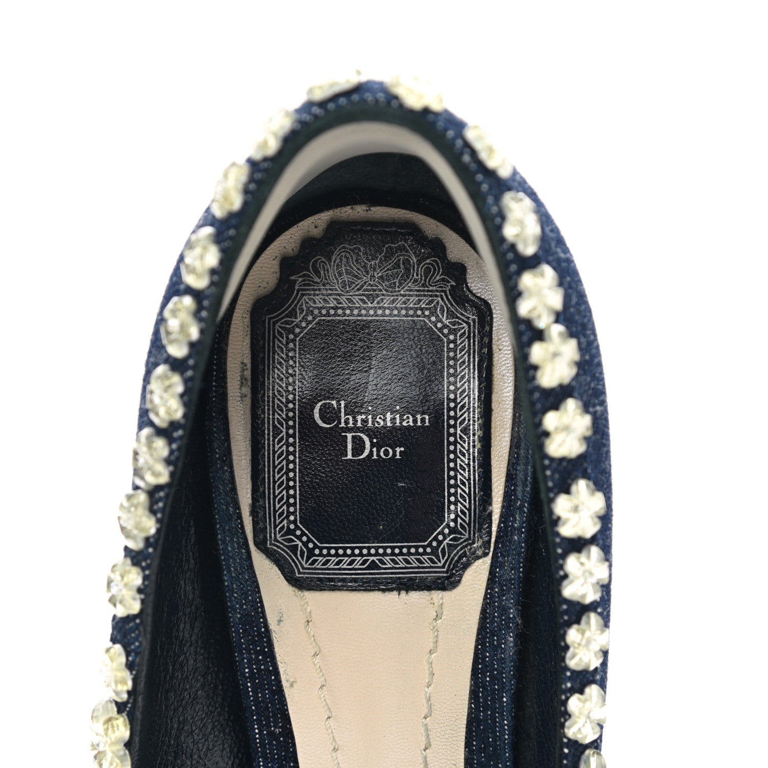 Christian Dior Denim Crystal Garland Pumps 36 Blue Fonce 6 of 9