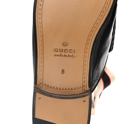 Gucci Goatskin Stripe Mens Horsebit Slingback Slippers 8 Black 8 of 12