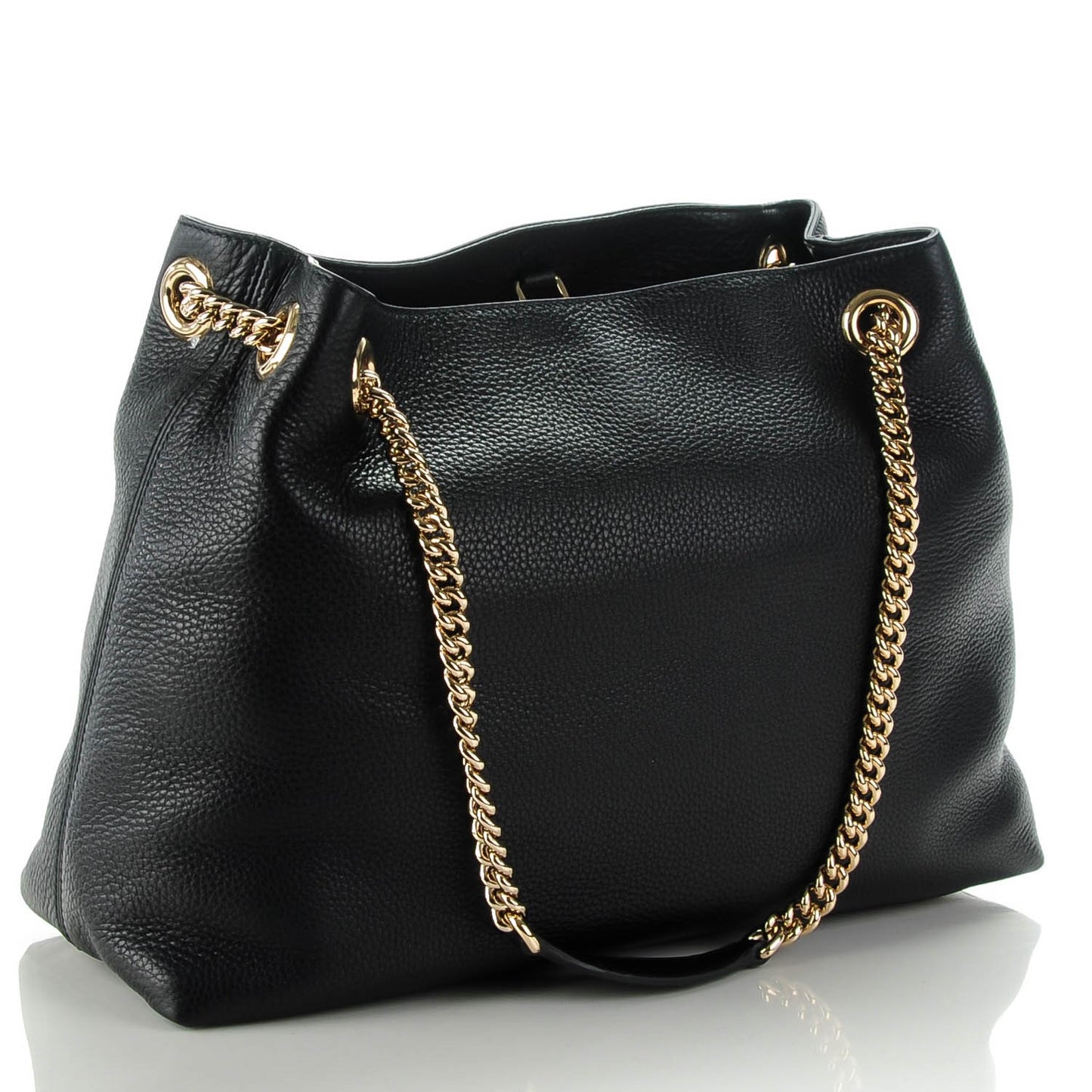 Pebbled Calfskin Medium Soho Chain Shoulder Bag Black