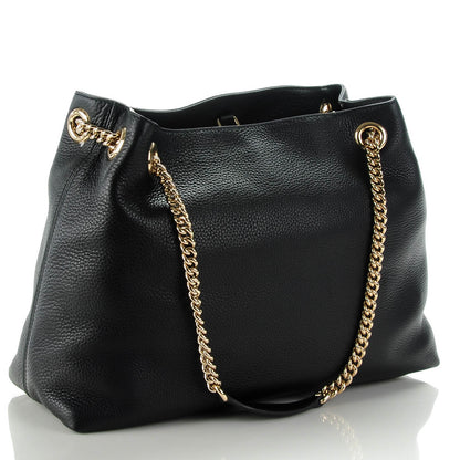 Gucci Pebbled Calfskin Medium Soho Chain Shoulder Bag Black 3 of 7