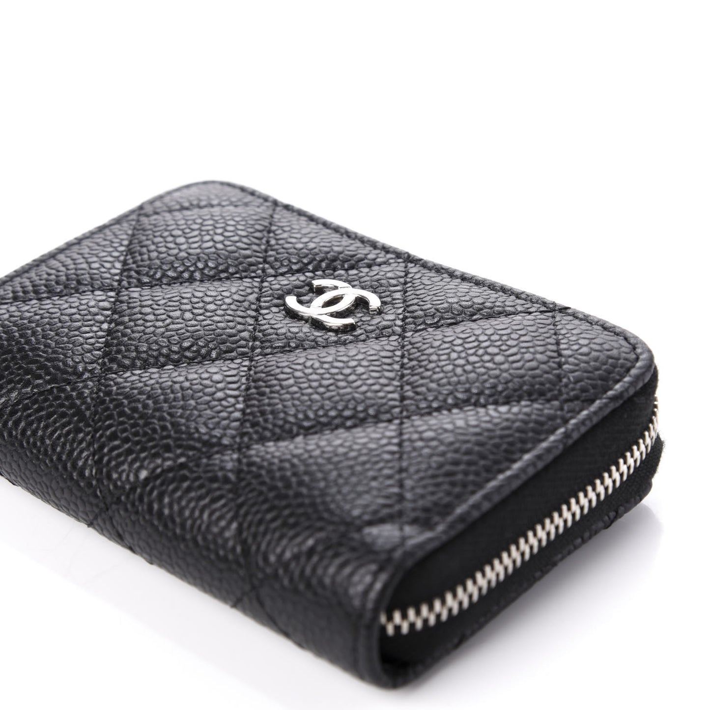 Caviar Quilted Zip Coin Purse Black