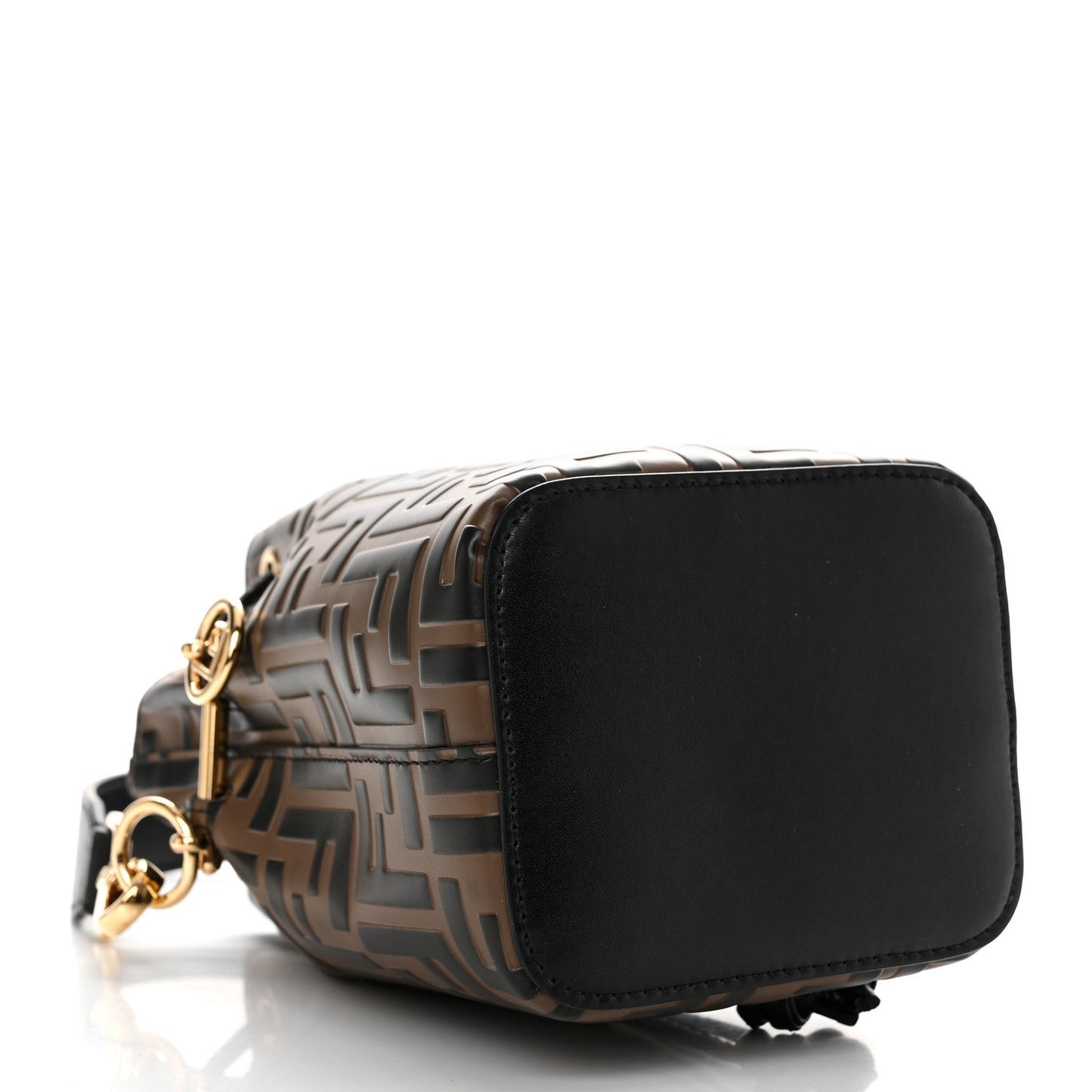 Vitello Liberty F is Fendi Bi-Color FF 1974 Embossed Mini Mon Tresor Bucket Bag Maya Black