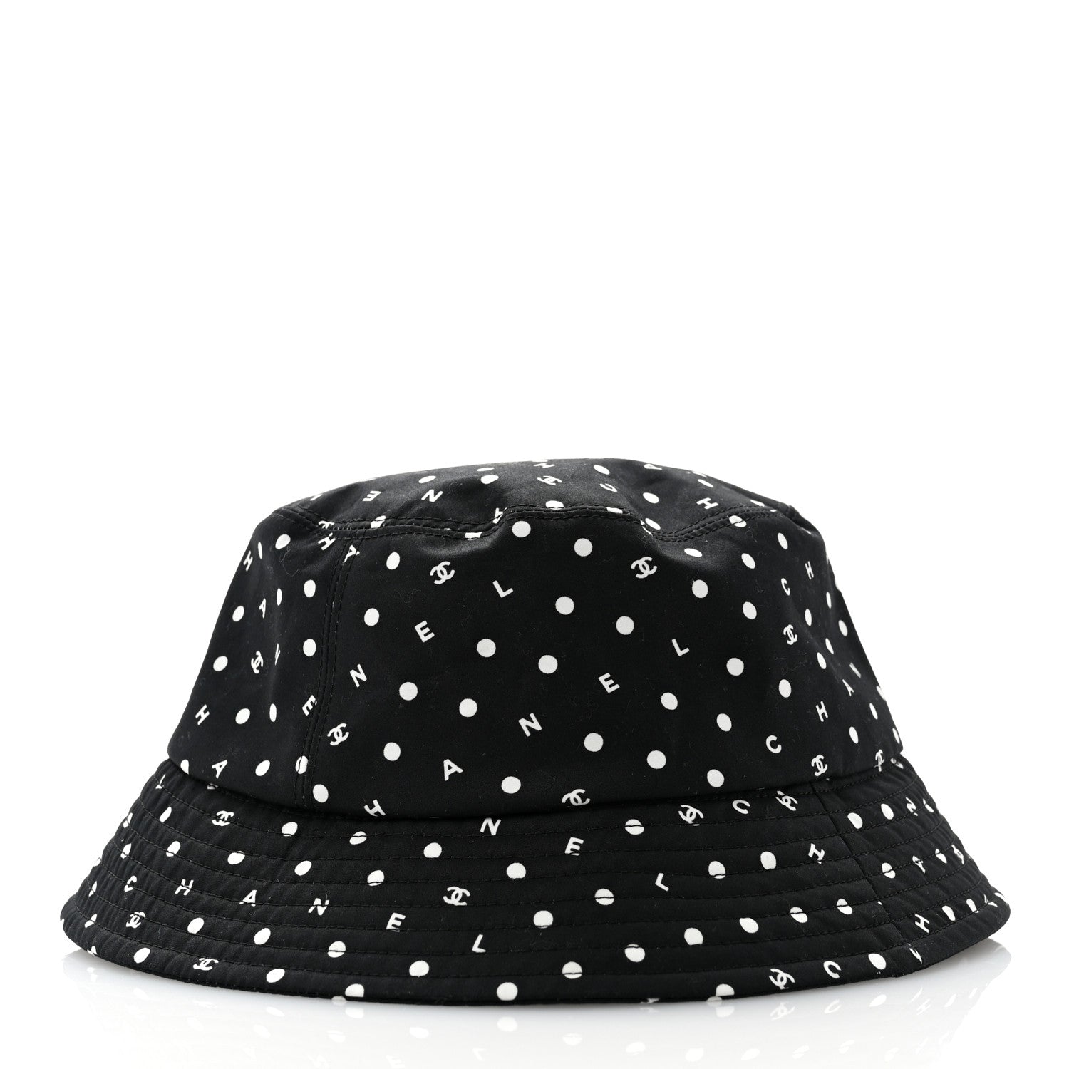 Chanel Cotton CC Polka Dot Bucket Hat L Black 6 of 9
