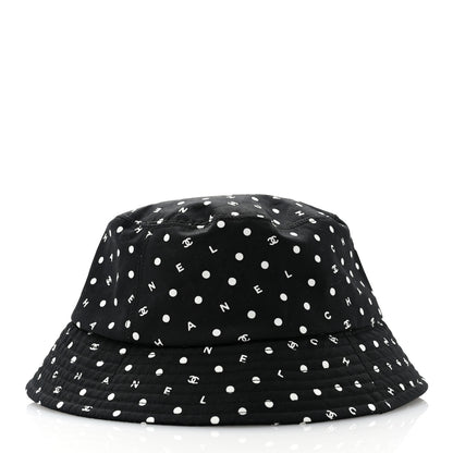 Chanel Cotton CC Polka Dot Bucket Hat L Black 6 of 9