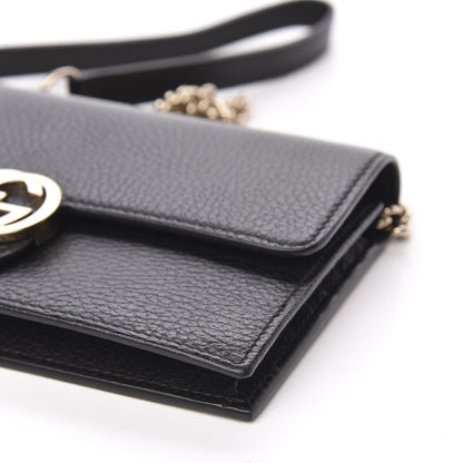Gucci Dollar Calfskin Interlocking G Chain Wallet Black 9 of 10