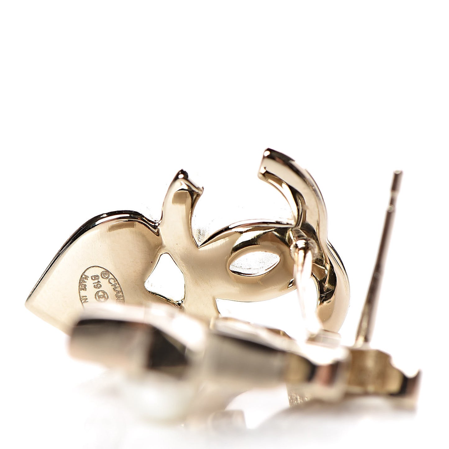 Crystal Pearl Charming Winter CC Star Heart Earrings Gold
