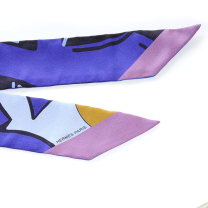 Hermes Silk Graff Twilly Boise De Rose Bleu 3 of 5