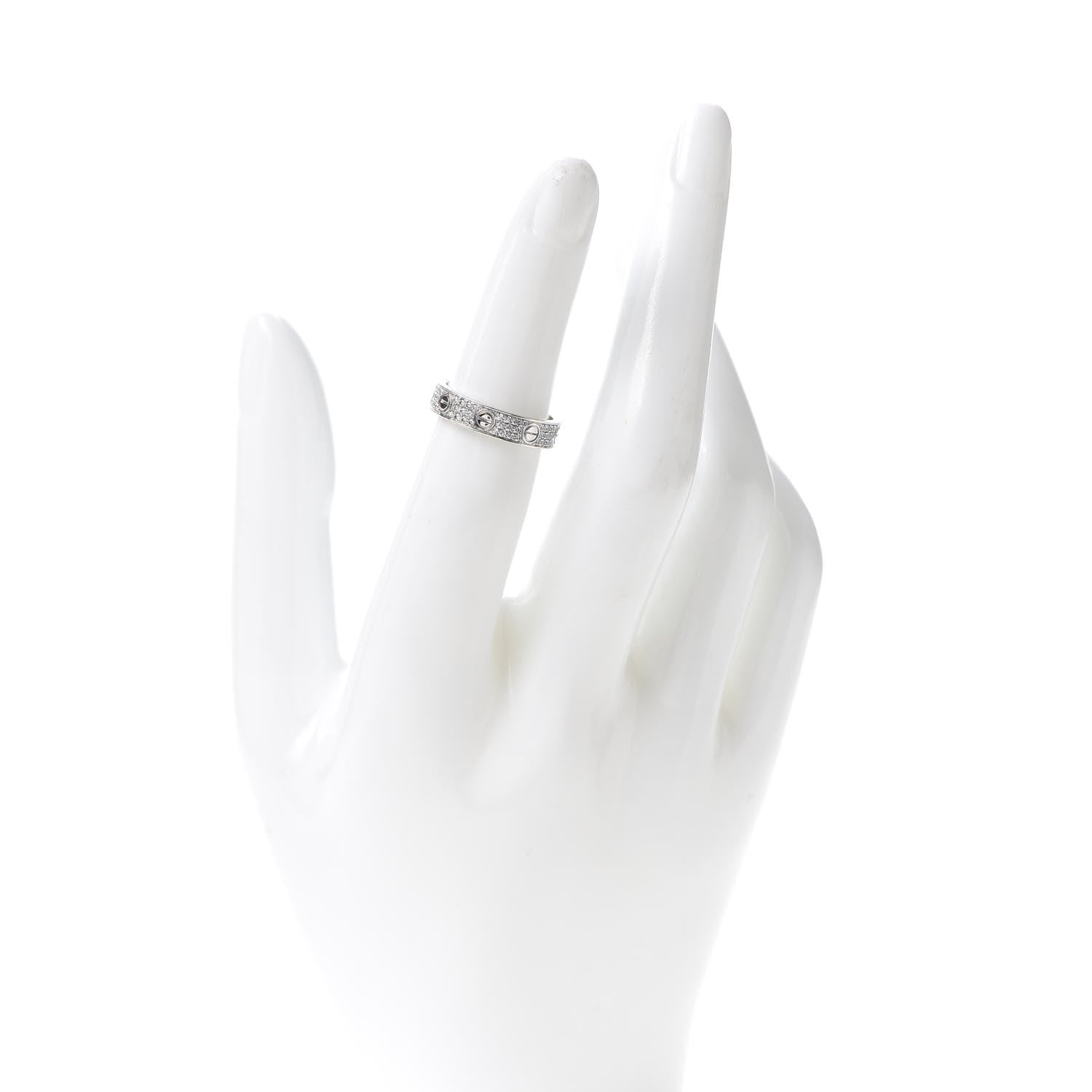 Cartier 18K White Gold Diamond 4mm LOVE Wedding Paved Band Ring 49 4.75 2 of 4
