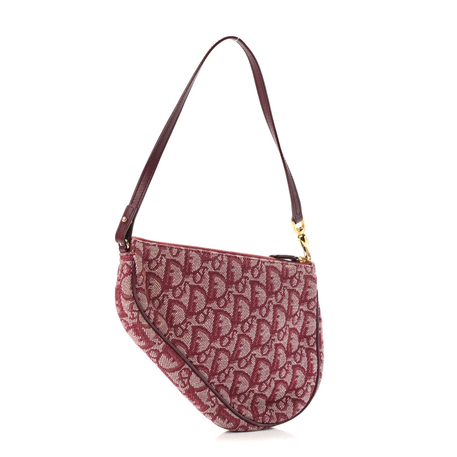 Christian Dior Monogram Mini Saddle Pochette Burgundy 3 of 9