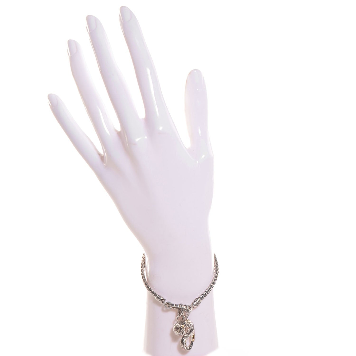 John Hardy Sterling Silver 18k Gold Pink Sapphire Naga Dragon Charm Bracelet 2 of 5