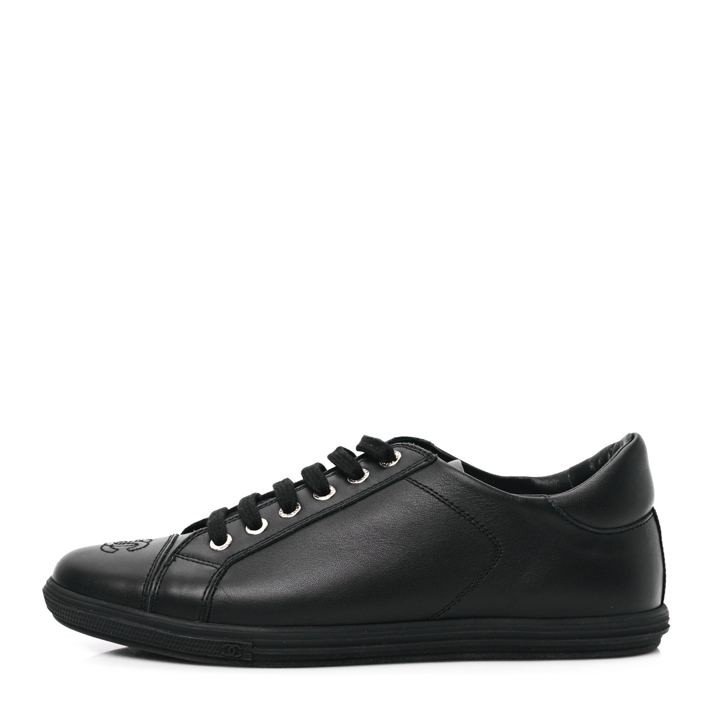 Calfskin Womens Sneakers 37 Black