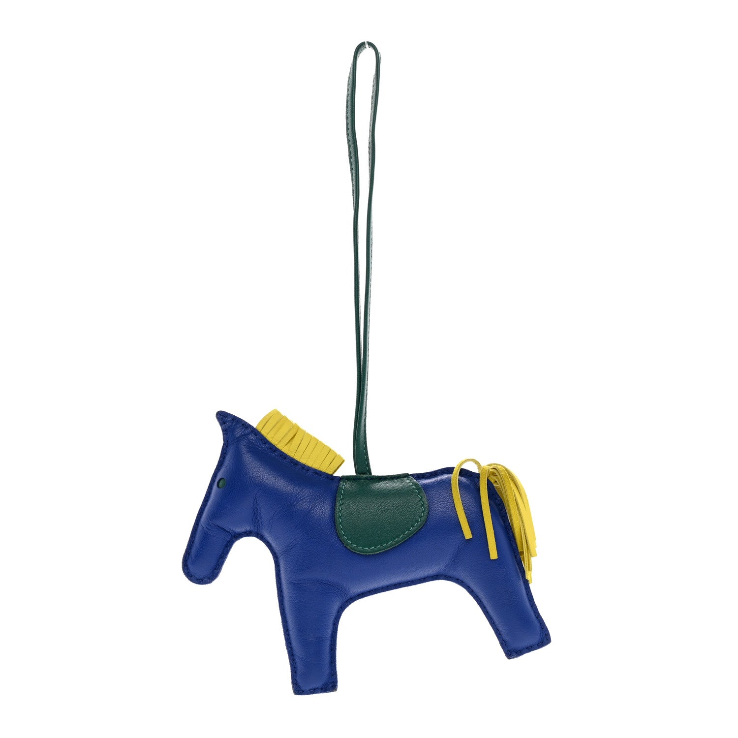 Hermes Milo Lambskin Grigri Rodeo Horse Bag Charm MM Bleu Electrique Lime Vert Fonce 1 of 5
