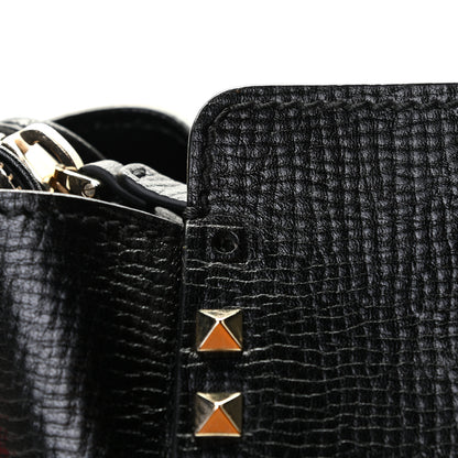 Valentino Garavani Textured Calfskin Rockstud Double Handle Tote Black 17 of 17