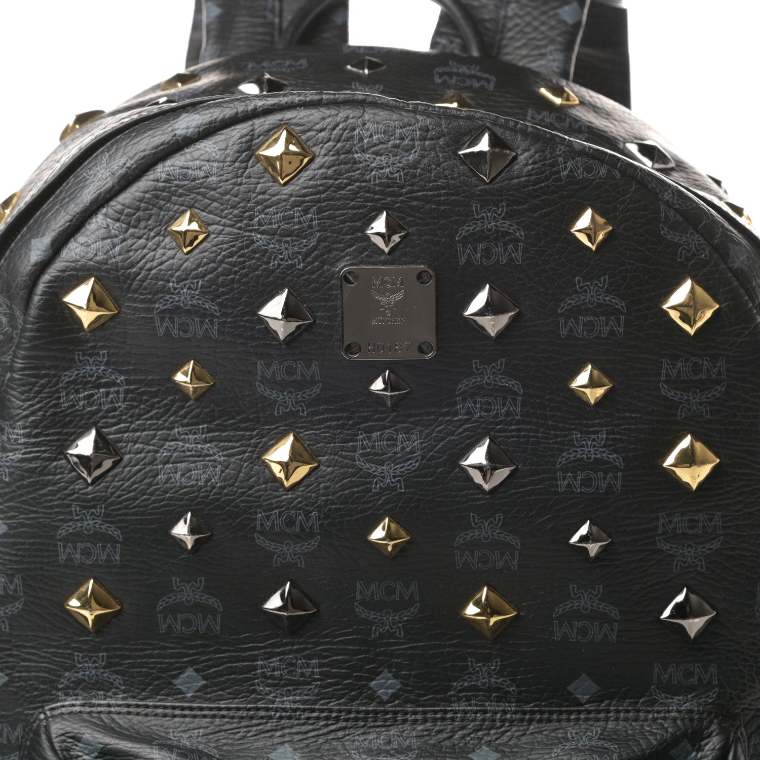 MCM Visetos Medium Studded Stark Backpack Black 8 of 13