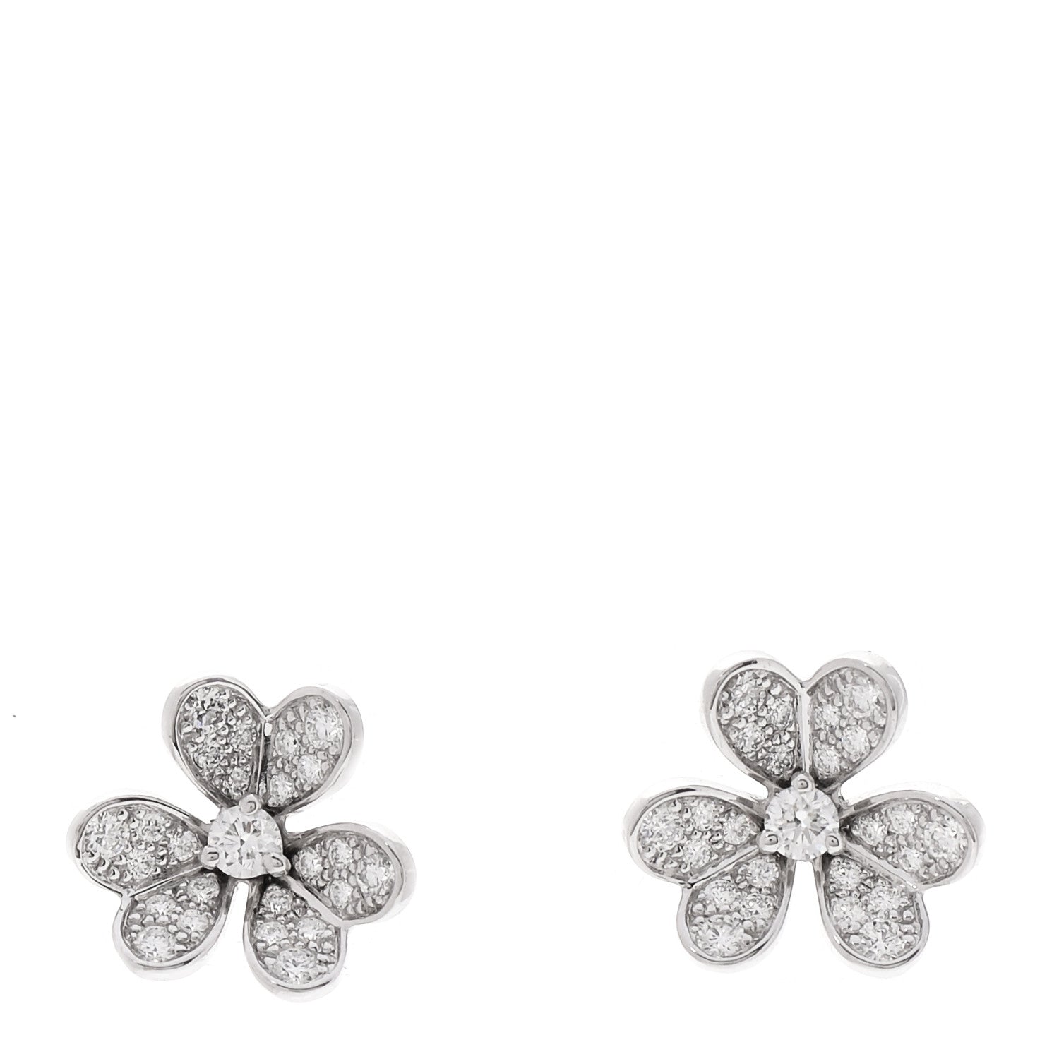 Van Cleef & Arpels 18K White Gold Diamond Mini Frivole Pave Earrings 1 of 7