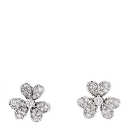 Van Cleef & Arpels 18K White Gold Diamond Mini Frivole Pave Earrings 1 of 7