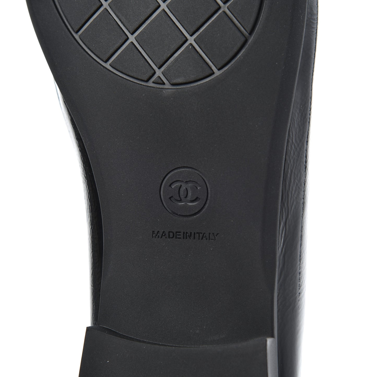 Crackled Patent Calfskin CC Mocassin Loafers 38 Black