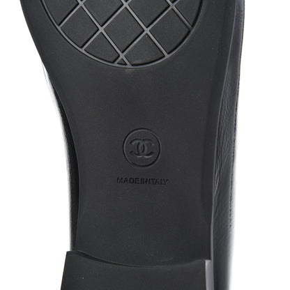 Chanel Crackled Patent Calfskin CC Mocassin Loafers 38 Black 7 of 14