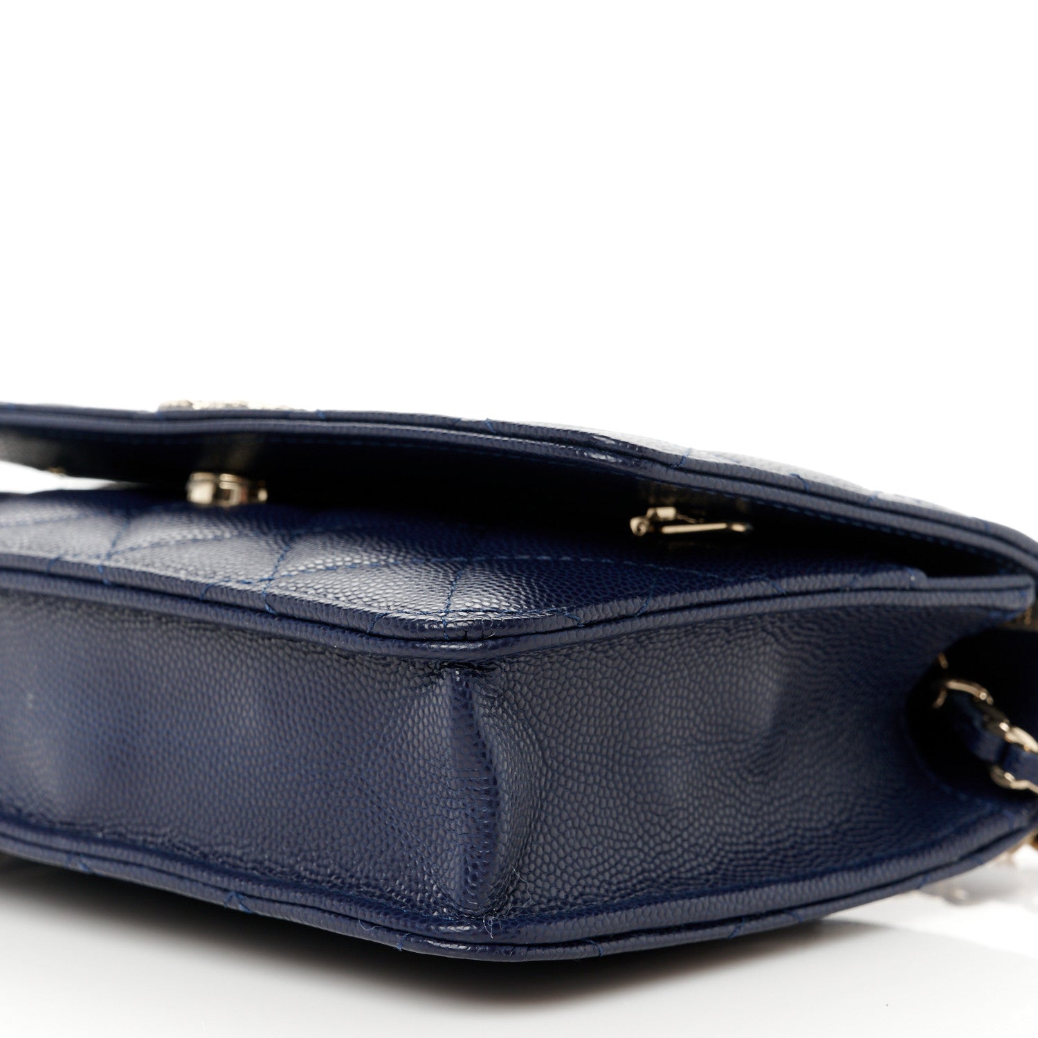 Chanel Caviar Quilted Hammered CC Wallet on Chain WOC Navy Blue 10 of 10