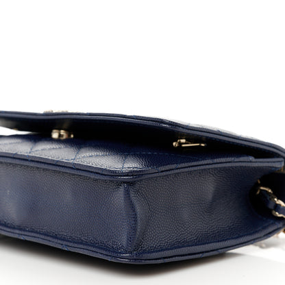Chanel Caviar Quilted Hammered CC Wallet on Chain WOC Navy Blue 10 of 10