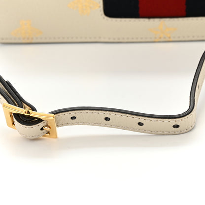 Gucci Textured Calfskin Bee Star Print Small Sylvie Shoulder Bag Mystic White 16 of 17