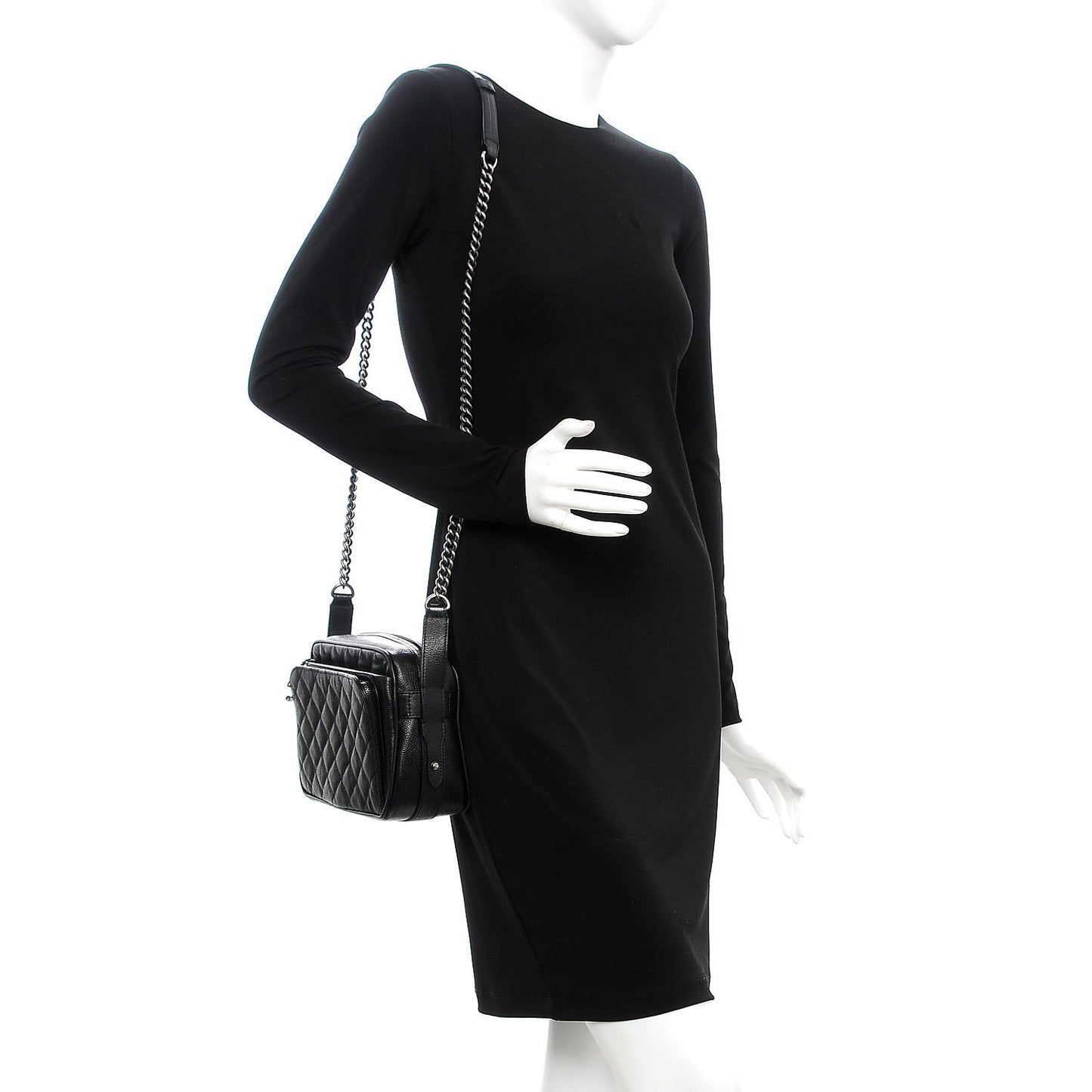 Caviar Quilted Medium Business Trip Camera Bag Black