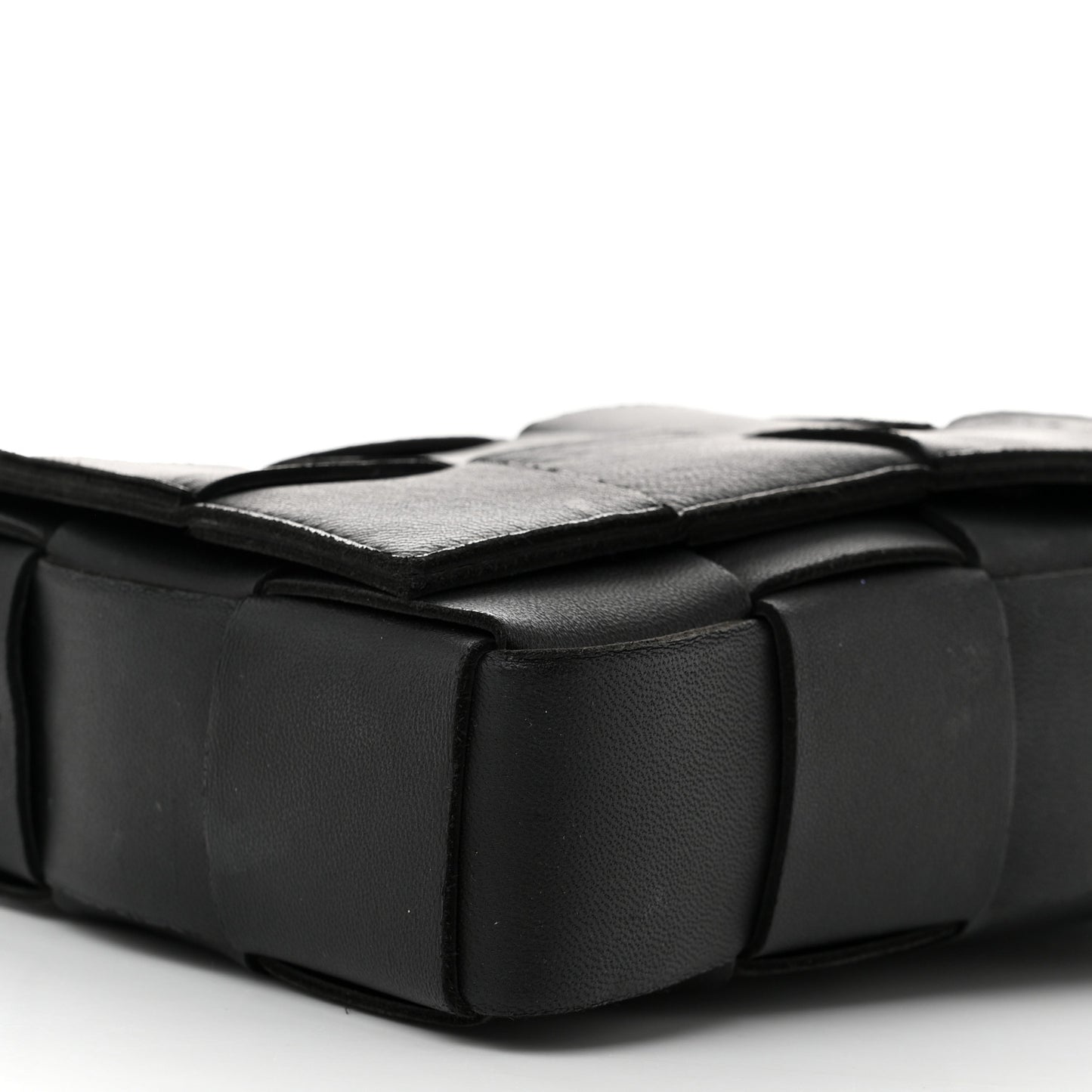 Lambskin Maxi Intrecciato Cassette Crossbody Bag Black