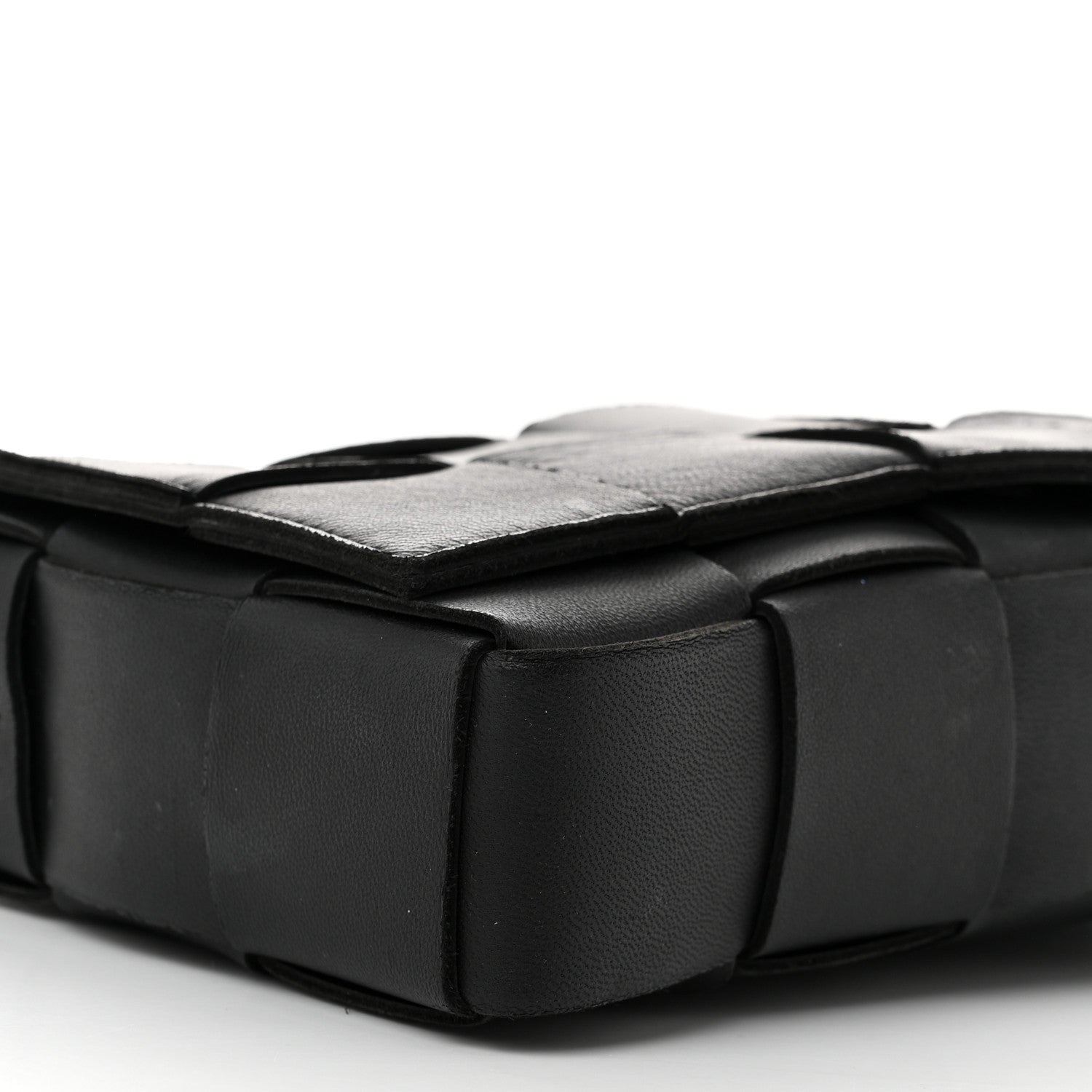 Bottega Veneta Lambskin Maxi Intrecciato Cassette Crossbody Bag Black 9 of 10