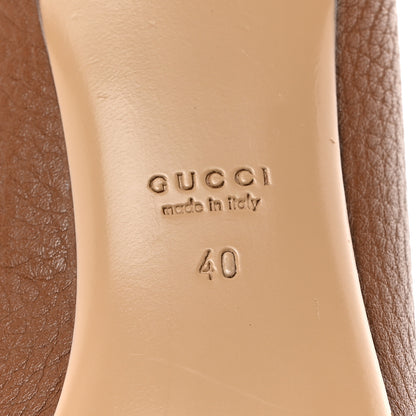 Gucci Calfskin GG Buckle Mid Heel Pumps 40 Brown 6 of 9