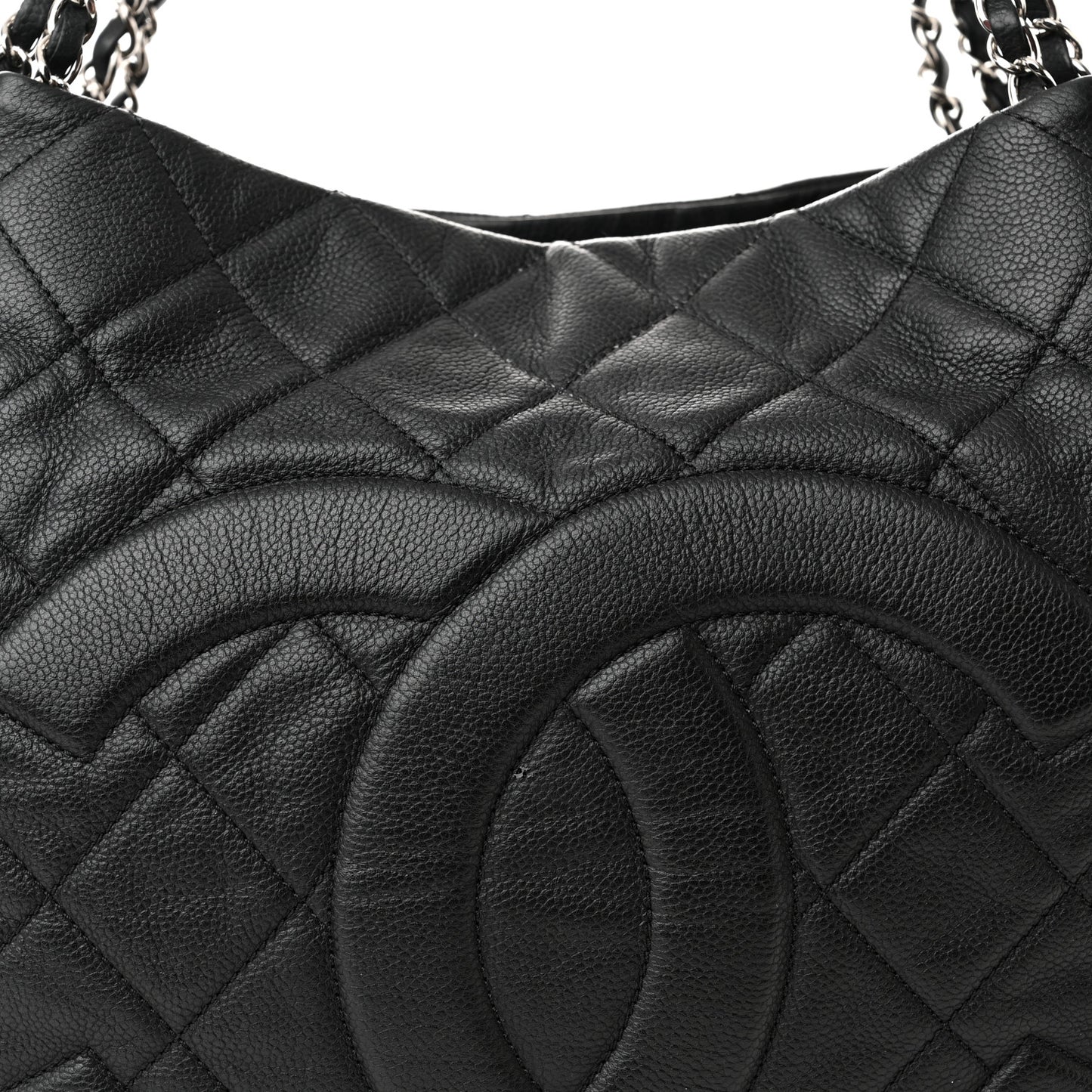 Caviar Quilted Expandable Zip Shoulder Bag Black