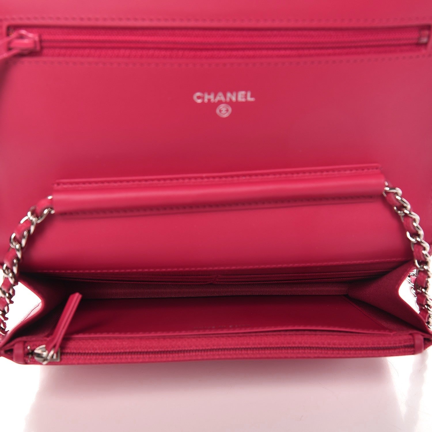 Chanel Caviar Timeless CC Wallet On Chain WOC Dark Pink 5 of 9
