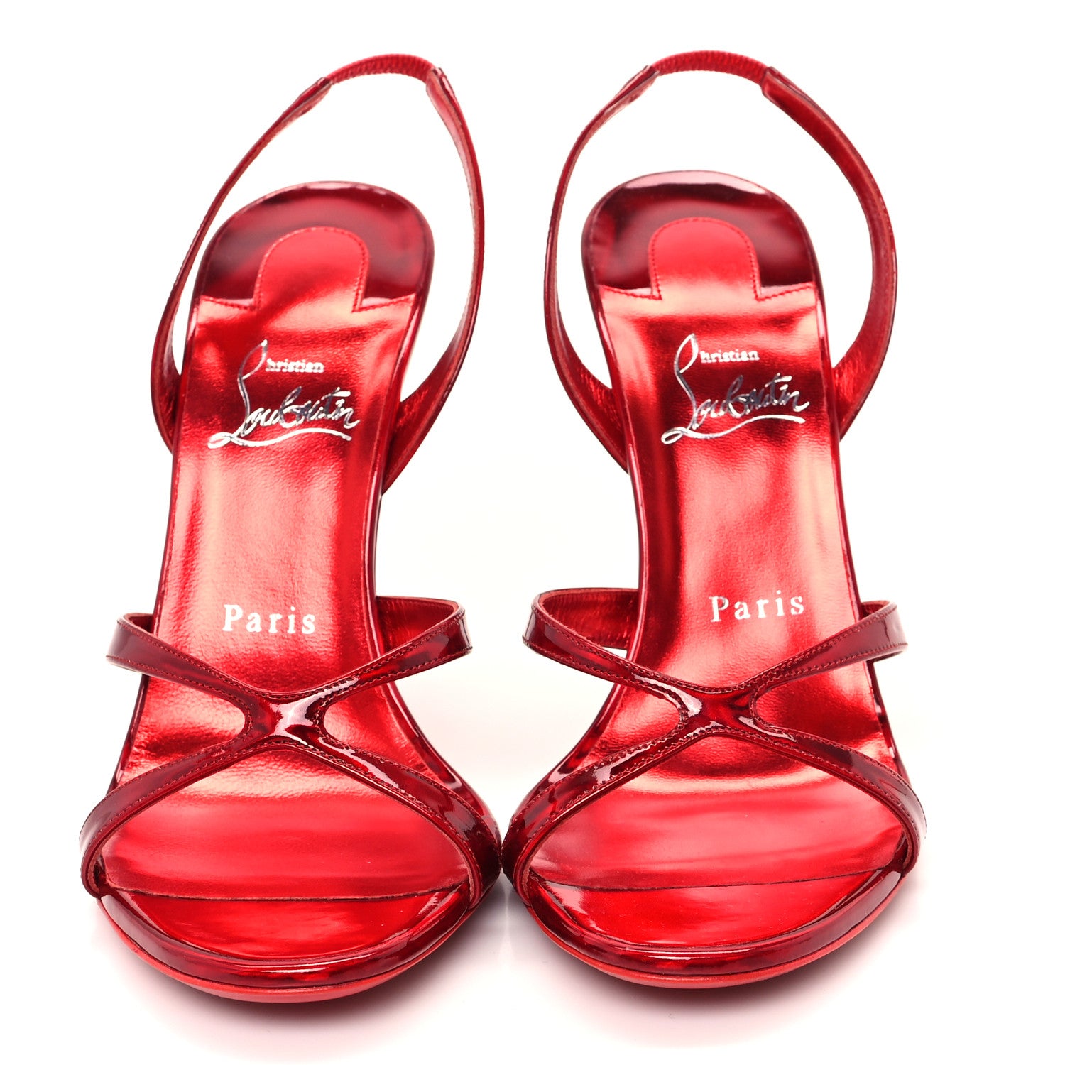 Christian Louboutin Metallic Patent Psychic Emilie 100 Slingback Sandals 39 Loubi 3 of 9