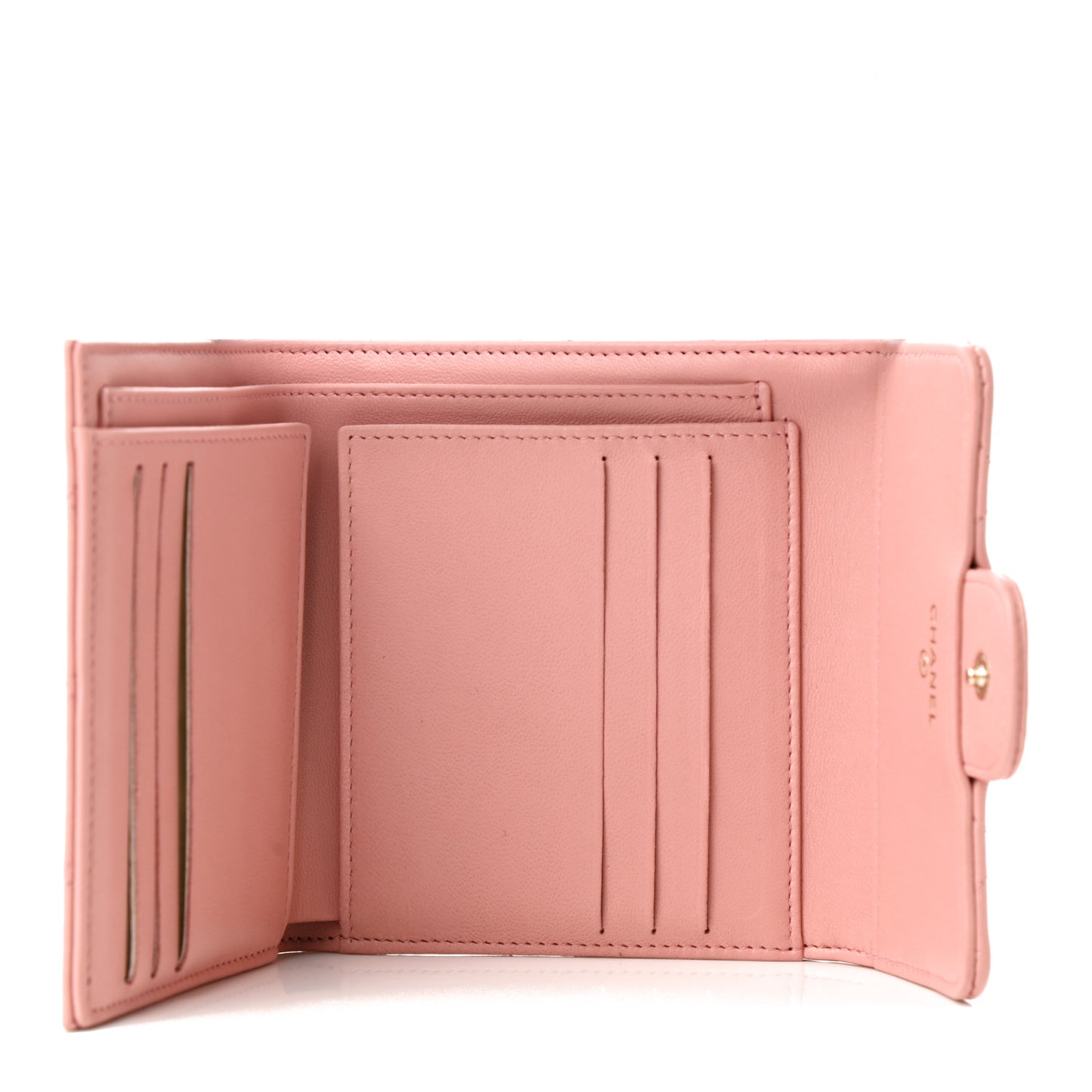 Lambskin Quilted Small Compact Wallet Pink