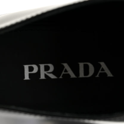 Prada Metal Triangle Logo Double Chocolate Loafers 38.5 Black 7 of 9