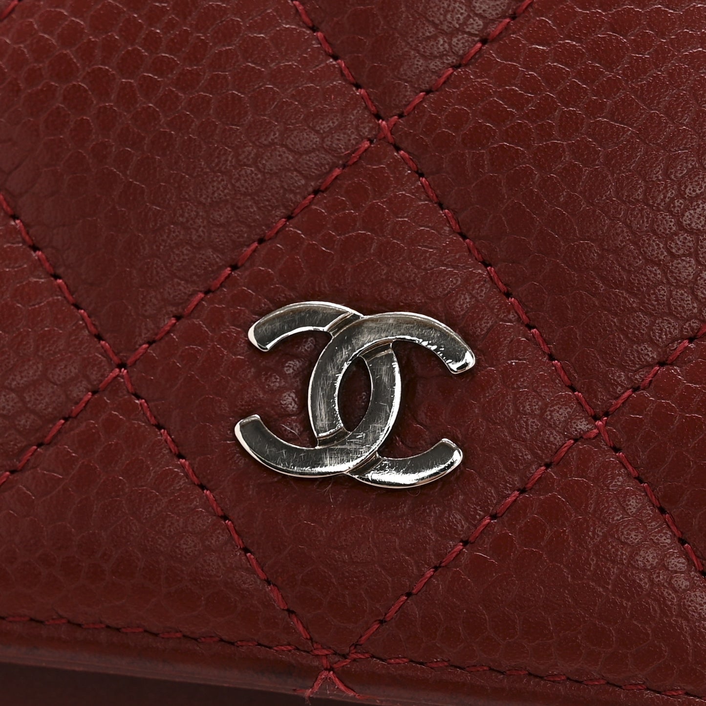 Caviar Quilted Yen Wallet Dark Red