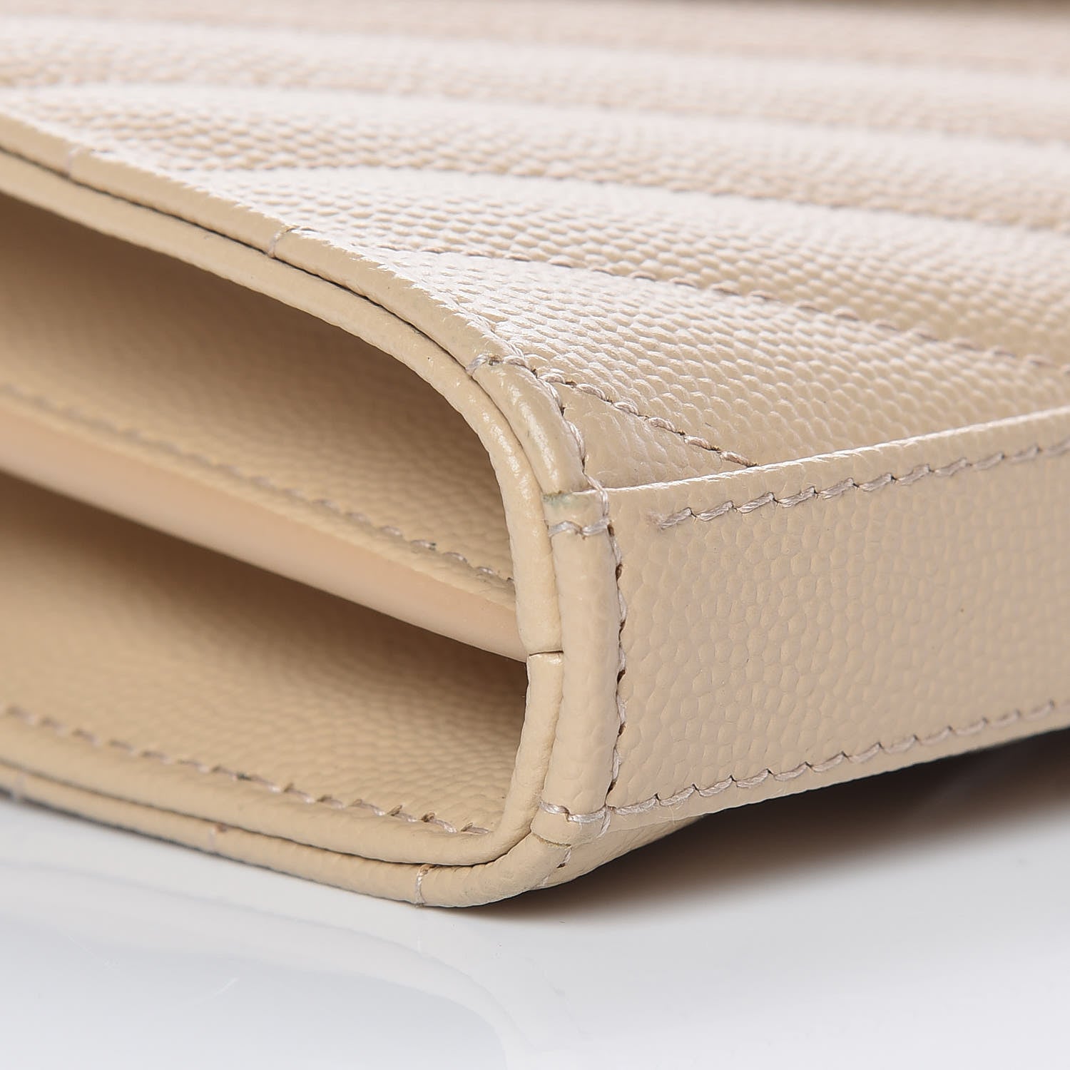 Saint Laurent Grain De Poudre Matelasse Chevron Monogram Chain Wallet Nude Powder 8 of 10
