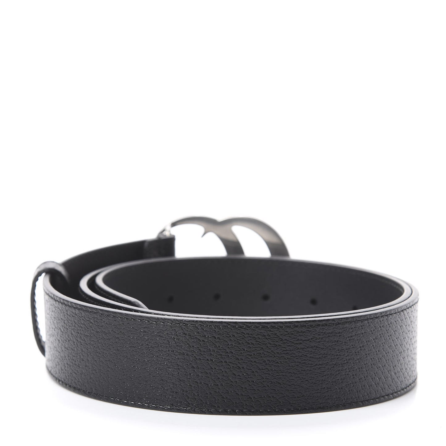 Textured Dollar Calfskin Nickel Double G 40mm Belt 100 40 Black