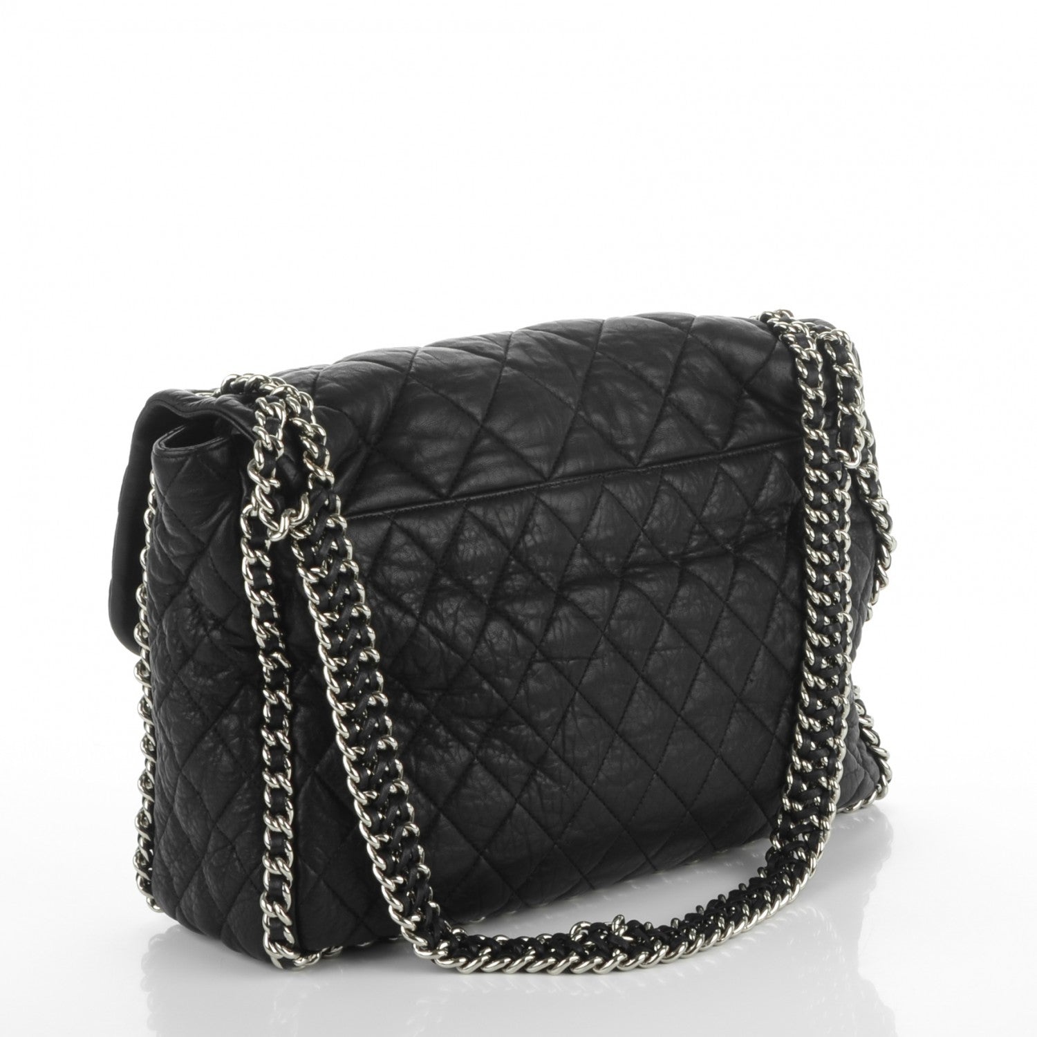 Chanel Washed Lambskin Quilted Maxi Chain Around Flap Black 3 of 8