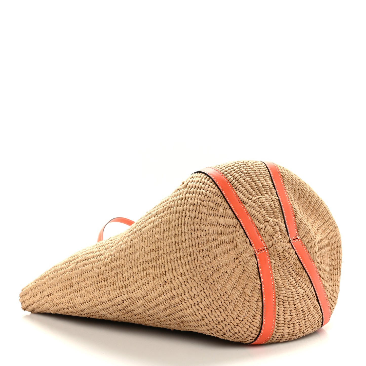 X MIFUKO Raffia Calfskin Basket Tote Orange Fizz