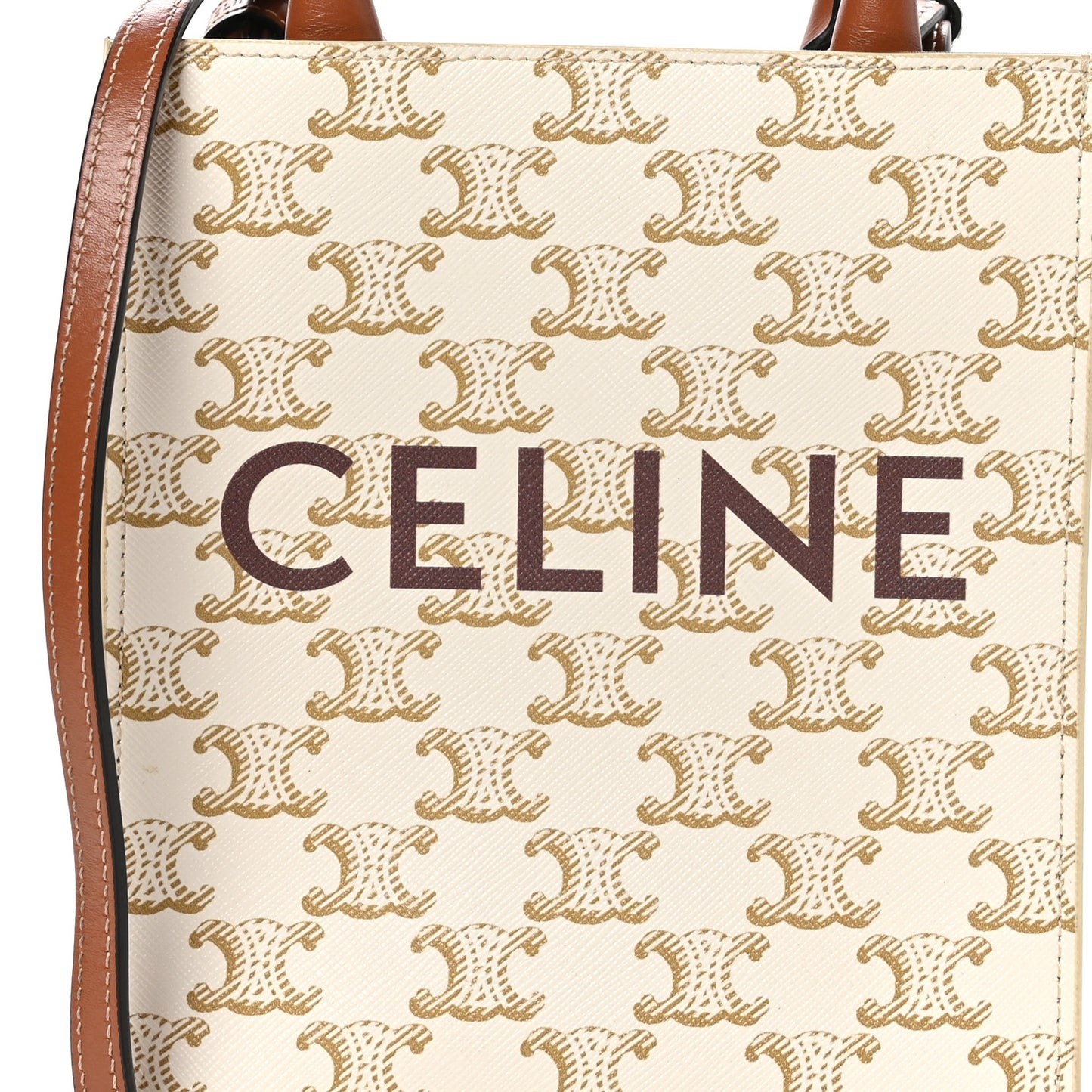 Triomphe Canvas Calfskin Mini Vertical Cabas White
