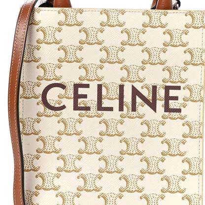 Celine Triomphe Canvas Calfskin Mini Vertical Cabas White 6 of 8
