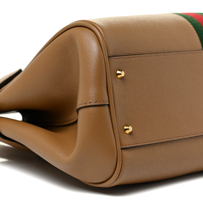 Gucci New Sakai Calfskin Lux Web Medium Dahlia Top Handle Shoulder Bag Quarz Beige 9 of 14