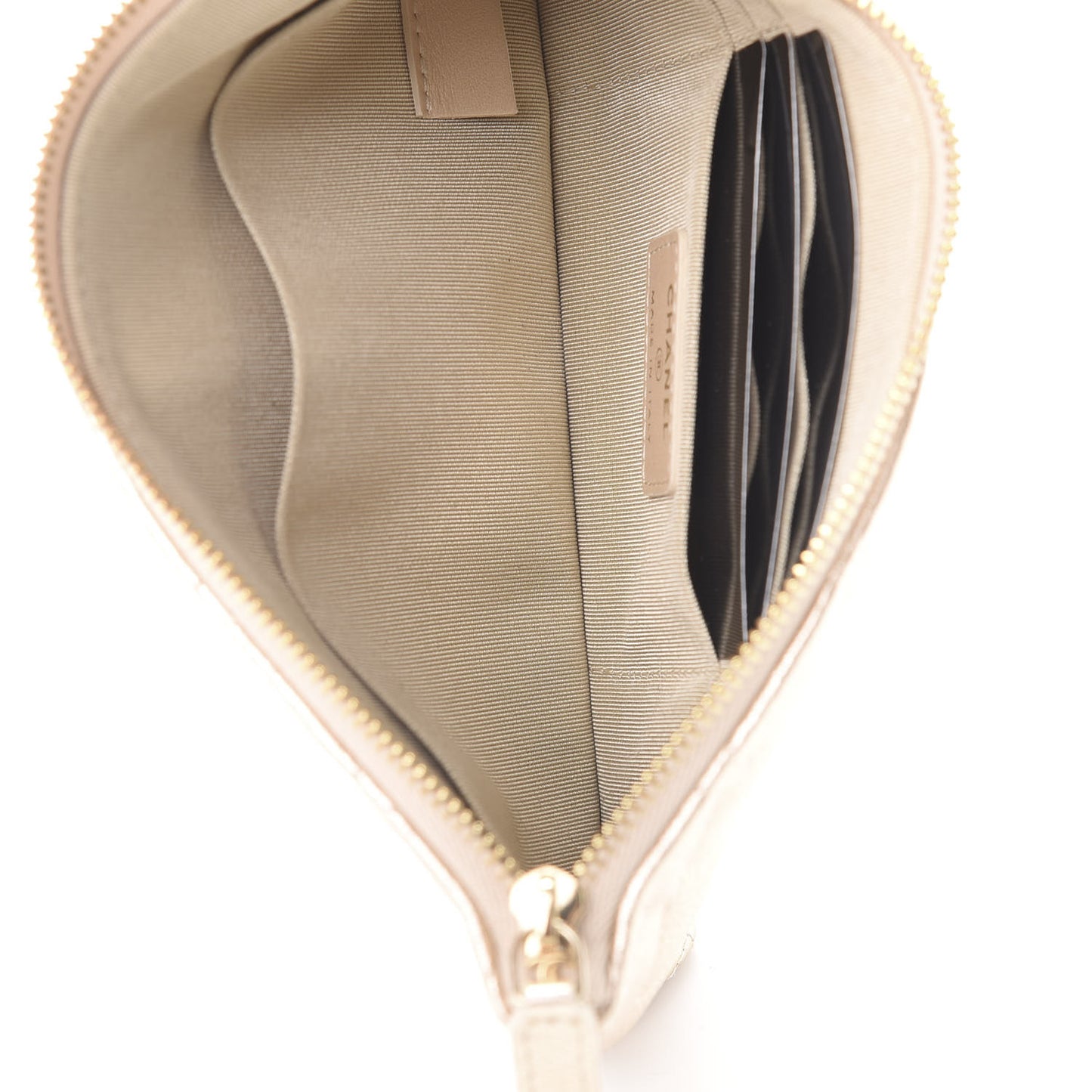 Metallic Lambskin Quilted Cosmetic Case Gold
